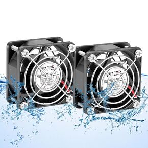 60 x 25mm 12V DC IP67 Rated Waterproof and Dustproof High Speed Small Electric Fan for DIY Cooling Ventilation Projects 2 Pack
