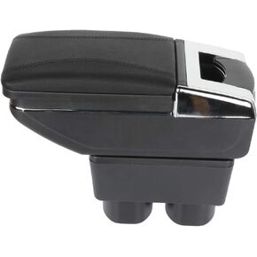 OCPTY Auto Armrest Center Console Lid Skin Cover + Console Box for 2007 2008 2009 2010 2011 Versa(Black)