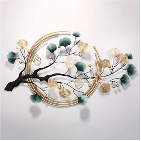 ديكور حائط معدني ثلاثي الأبعاد لغرفة المعيشة، مجموعة من قطعتين من منحوتات الحائط الفنية المعدنية من أوراق الجنكة الذهبية، ديكور معلق على الحائط مقاس 48 × 28 بوصة لغرفة نوم المكتب والمنزل in Kuwait