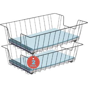 1InTheOffice Letter Tray, Paper Basket for Desk, Paper Trays, Front Load, Black Steel, 2 Pack