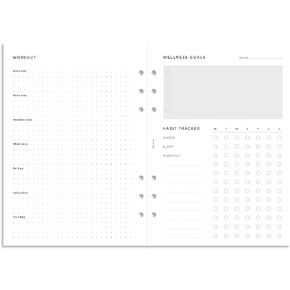 Filofax Organizer Refill, A5 Size, Wellness Trackers Pack, White Paper, 8.26" x 5.82", 56 Sheets (B132687)