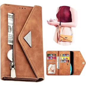 CCSamll for Samsung Galaxy A35 Wallet Case Crossbody Bag Purses for Women, RFID Blocking Zipper Handbag Neck Strap Lanyard Cover with 9 Card Slot Holder Phone Case for Samsung A35 XK Black