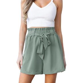 CUPSHE Women's Casual Shorts High Waisted Tie Knot Front Ruffle Wide Leg Flowy Shorts Trendy