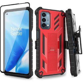 Ailiber Compatible with OnePlus Nord N200 5G Case, Nord N200 Case Holster with Screen Protector, Swivel Belt Clip Holster Kickstand Holder, Heavy Duty Armor Shockproof Cover for 1+ Nord N200-Black