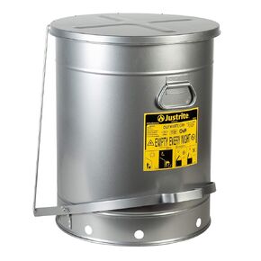 Justrite SoundGuard 09704 Steel Oily Waste Can with Foot Operated Cover, 21 Gallon Capacity, Silver in Kuwait