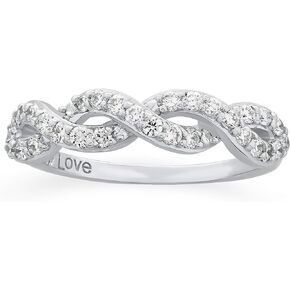 10K White Gold 1/2 Cttw Lab Grown Diamond Twisted Infinity Band Style Ring (G-H Color, SI1-SI2 Clarity)