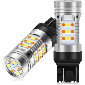 7443 Led Bulbs Built In Resistor Error Free Canbus, Amber Turn Signal Light White Side Light, 7444NA T20 7441 7505 W21W 12V 360 Luminous 42 Led 2PC Pack Switchback Led Bulb (White Amber 7443 42-SMD)