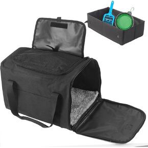 Pet Carrier Bag, Breathable Cat Carrier Bag for Small Dogs Portable Travel Litter Box for Cats in Cars (Black-1)