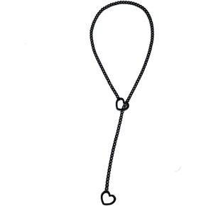 Heart O-ring Slip Chain Necklace For Women Stainless Steel Cuban Chain Long Necklace Adjustable Lariat Y-Necklace