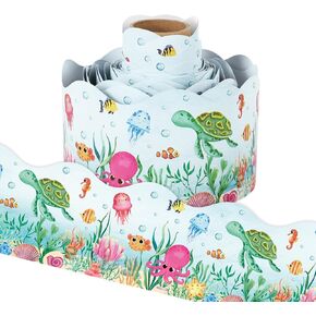 Whaline 32.8ft Woodland Creatures Bulletin Board Borders Woodland Animals Die-Cut Bulletin Board Stripes Cute Jungle Theme Rolled Bulletin Board Trim for School Classroom Office Chalkboard Decor