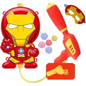 Backpack Water Gun for Kids Superhero Water Gun Water Shooter with Tank and Hose Felt Mask Cape 4 Pcs Reusable Water Balls Beach Pool Party Gift Summer Outdoor Toy