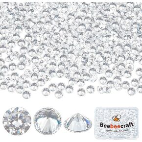 Beebeecraft 1 Box 600Pcs Cubic Zirconia Cabochons White AAAAA Round 3mm Diamond Small Loose CZ Stone Synthetic Gemstone for Jewellery Making