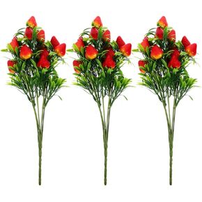 Toddmomy 3Pcs Artificial Strawberry Stem Faux Strawberry Plant Ornaments Fruit Flower Stem for Home Wedding Party Decor