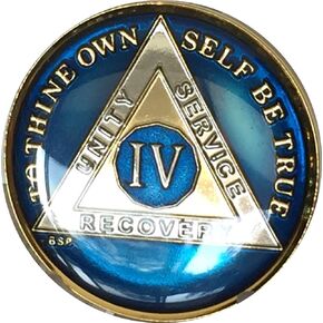 4 Year Midnight Blue AA Gold & Nickel Tri-Plated Medallion Chip with Serenity Prayer