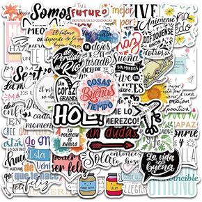 Spanish Inspirational Stickers for Water Bottles Laptop Eikecy Quote Motivational Stickers 50Pcs Positive Reward Stickers for Kids Teens Teacher Stickers for Students