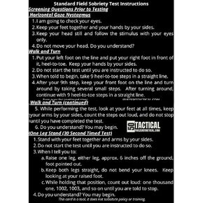 Engraved Metal SFST Card Standardized Field Sobriety Test Instruction Card for Law Enforcement