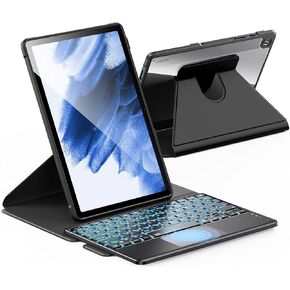 INFILAND for Samsung Galaxy Tab A9+/A9 Plus 5g Case with Keyboard [High Precision Trackpad&7 Color Backlight], 360 Degree Rotating, Detachable Wireless Keyboard Case for Tab A9+ 11 inch 2023, Black