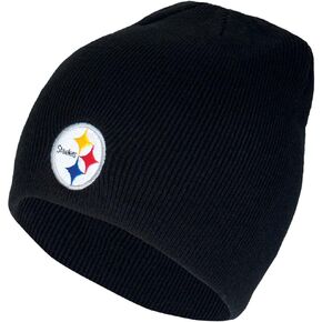 Reebok Pittsburgh Steelers Child/Kid's Black Cuffless Beanie Hat - NFL Youth Knit Skull Cap