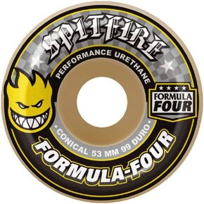 Spitfire Formula Four White/Yellow Conical 99D Skateboard Wheels - Set of 4 (56mm)