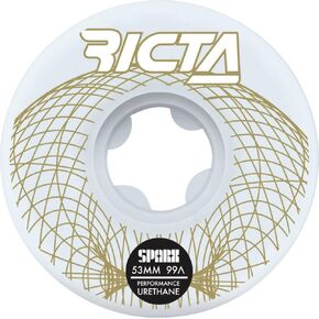 Ricta Wireframe Sparx 99a Skateboard Wheels, 53mm 99a, White (22222797-123649)