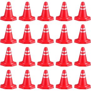 Kisangel Plastic Cones Construction Party Supplies 20pcs Mini Traffic Road Miniature Roadblock Traffic Signs Plastic Road Parking Signs for Party Favors Small Traffic Cones