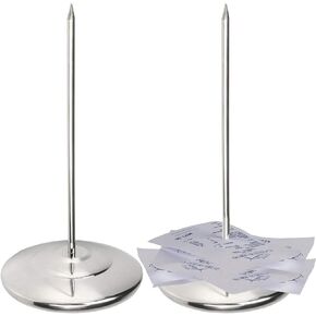 2PCS Bill Fork, Receipt Holder Spike, Stainless Steel Silver Restaurant Receipt Holder, Paper Memo Holder Check Spindle (2 Packs)