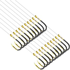 Small Fishing Hooks with Line, Pre Tied Tiny Fishing Hook on Nylon Line (Pack of 20)