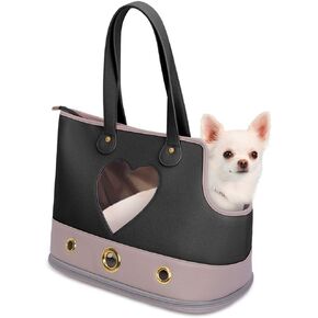 PetsHome Dog Carrier Purse, Pet Carrier Purse, Dog Handbag Foldable Waterproof Pet Tote Bag for Cat and Small Dog Small Black