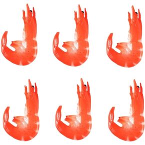 6 Pcs Simulated Red Shrimp Artificial Lifelike Cooked Shrimp Fake Cooked Shrimp Food Model for Home Kitchen Cabinet Desk Shops Party Decor Sample Display Photography Props