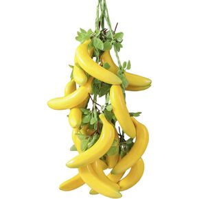 BAOZOON Fake Plastic Fruits 5 Bunches Banana Realistic Fruit Hanging Strings 20 Pcs Banana Artificial Fruit Skewer Farmhouse Background Wall Pendant Party Decoration Model Props