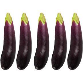 Lorigun 5Pcs Artificial Eggplants Simulation Fake Vegetable Photo Props Home Decoration