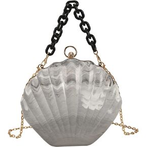 Women Mini Seashell Evening Clutch Top-Handle Bag Chain Strap Cross-body Shoulder Bag