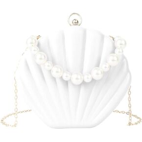 Women Mini Seashell Evening Clutch Top-Handle Bag Chain Strap Cross-body Shoulder Bag