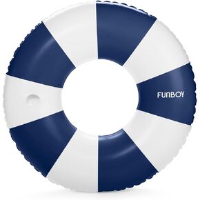 FUNBOY Giant Vintage Navy Blue Stripe 48'' Tube Float with Integrated Cup Holder, Perfect for a Summer Pool Party, Large