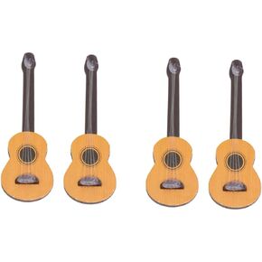 EXCEART Wood Miniature Guitar 4Pcs Wooden Miniature Guitar Miniature Wooden Instrument Dollhouse Wooden Mini Figurine 1:12 Dollhouse Guitar Electric Guitar Figure Ornament
