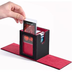 ZLCA MTG Deck Box with Commander Window Display, Trading Card Storage Box Holds 100 Double-Sleeved Cards Suitable for TCG/CCG/PTCG/EDH/Magic/Sport Cards (Aqua&Pink)