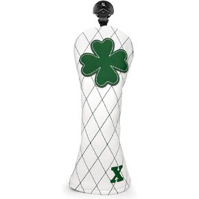 Golf Headcovers Golf Driver Fairway Hybrid Head Cover Golf Blade Mallet Putter Cover Lucky Clover Cross Pattern Premium Leather Driver Fairway(FW) Wood Hybrid(UT) with Number Tags