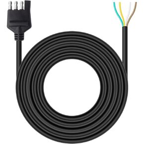 10ft 4 Way Flat Trailer Connector Cable Heavy Duty Extension, Standard 4 Pin Wiring Adapter, 18AWG Color-Coded Red Copper Wires for Trailer Hitch Wiring