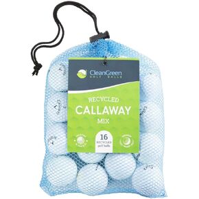 Clean Green Golf Balls 16 Pack of Recycled and Used Callaway Golf Balls for Men - Good Condition Used Golf Balls