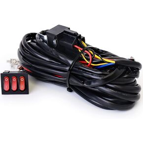 2 Leads Wiring Harness Kit with 3 On Off Switches, POVTOR 12V 4 Wires LED Side Shooter Pods Wiring Harness for Off Road Heavy Duty Truck ATV SUV LED Lights LED Work Light Pods