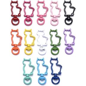 25Pcs Metal Cat Design Spring Snap Keychain Clip Alloy Multicolor Metal Swivel Clasps Swivel Lanyard Snap Hook Colorful Keychain Lobster Clasps DIY Jewelry