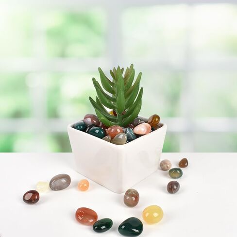 Colorful Agate Stones Mixed Natural Tumbled Stone 0.3"-0.5" Polished Pebble Beads for Vase Fillers, Landscape Decoration, Crystal Healing (24 Ounce) in Kuwait