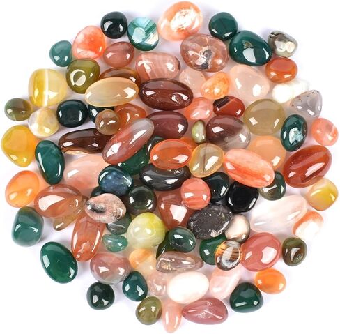 Colorful Agate Stones Mixed Natural Tumbled Stone 0.3"-0.5" Polished Pebble Beads for Vase Fillers, Landscape Decoration, Crystal Healing (24 Ounce) in Kuwait