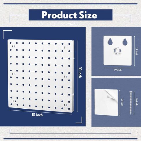 Yinkin 10 Pieces Pegboard Wall Organizer Panels White Pegboard Wall Mount with 80 Mounting Accessories Metal Peg Board Tool Organizer for Craft Room Garage Workbench Kitchen in Saudi Arabia