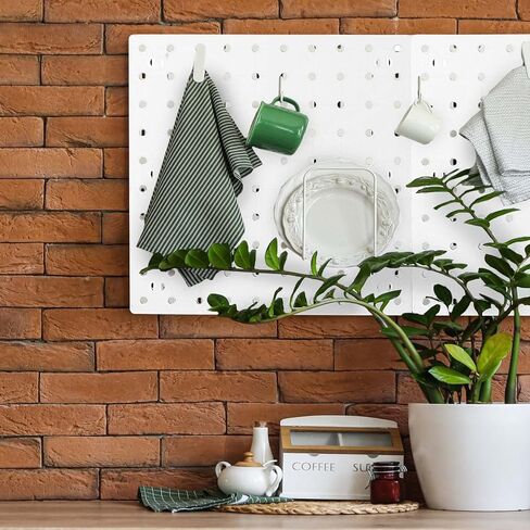 Yinkin 10 Pieces Pegboard Wall Organizer Panels White Pegboard Wall Mount with 80 Mounting Accessories Metal Peg Board Tool Organizer for Craft Room Garage Workbench Kitchen in Saudi Arabia