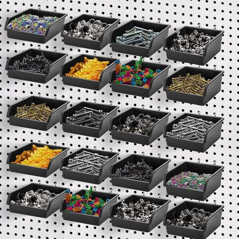 20 عبوة من صناديق Pegboard مع خطافات معدنية، وملحقات تنظيم لوحة Pegboard السوداء، وصناديق تخزين مثبتة على الحائط لتنظيم أدوات الأجهزة المكتبية، ورشة عمل المرآب in Kuwait