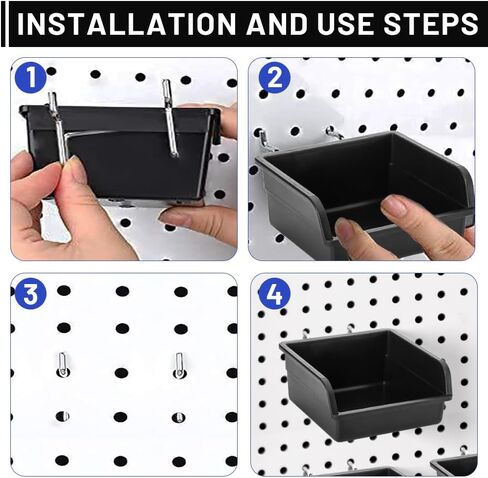 20 عبوة من صناديق Pegboard مع خطافات معدنية، وملحقات تنظيم لوحة Pegboard السوداء، وصناديق تخزين مثبتة على الحائط لتنظيم أدوات الأجهزة المكتبية، ورشة عمل المرآب in Kuwait