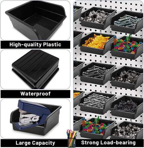 20 عبوة من صناديق Pegboard مع خطافات معدنية، وملحقات تنظيم لوحة Pegboard السوداء، وصناديق تخزين مثبتة على الحائط لتنظيم أدوات الأجهزة المكتبية، ورشة عمل المرآب in Kuwait