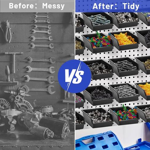 20 عبوة من صناديق Pegboard مع خطافات معدنية، وملحقات تنظيم لوحة Pegboard السوداء، وصناديق تخزين مثبتة على الحائط لتنظيم أدوات الأجهزة المكتبية، ورشة عمل المرآب in Kuwait