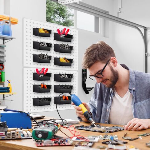 20 عبوة من صناديق Pegboard مع خطافات معدنية، وملحقات تنظيم لوحة Pegboard السوداء، وصناديق تخزين مثبتة على الحائط لتنظيم أدوات الأجهزة المكتبية، ورشة عمل المرآب in Kuwait
